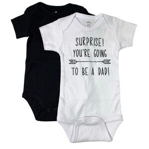 Baby Bodysuit 0-3M Surprise You’re Going To Be a Dad Print Bundle of 2 NEW